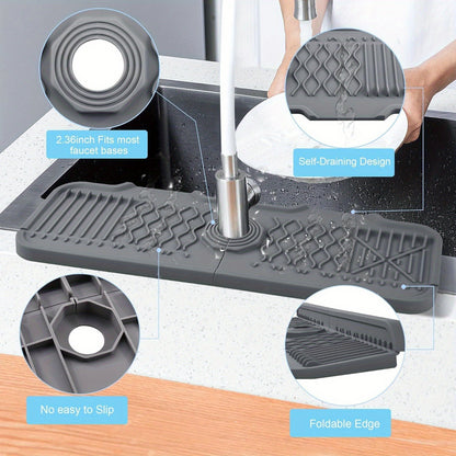 NonSlip Silicone Self-Draining Board,Large Kitchen Drain Board With 5 Incline For Self-Draining